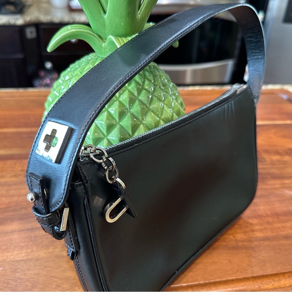 Bally Black Leather Handbag with Silver Accents